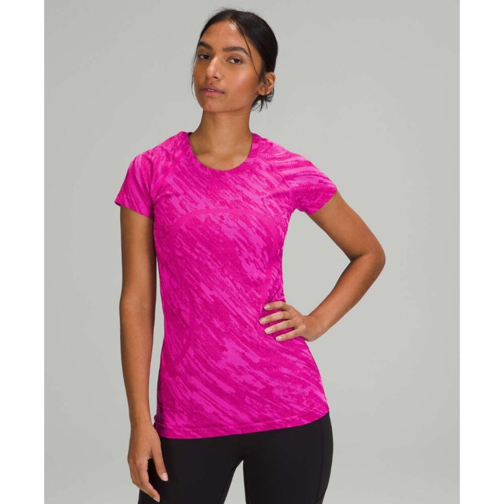 (4) $68 Lululemon Swiftly Tech Short Sleeve Shirt 2.0 Mesh Camo‎ Pow Pink RARE